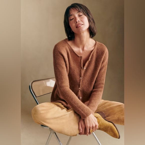 Sezane // Gaspard Cardigan in Camel Brown - Picture 3 of 9